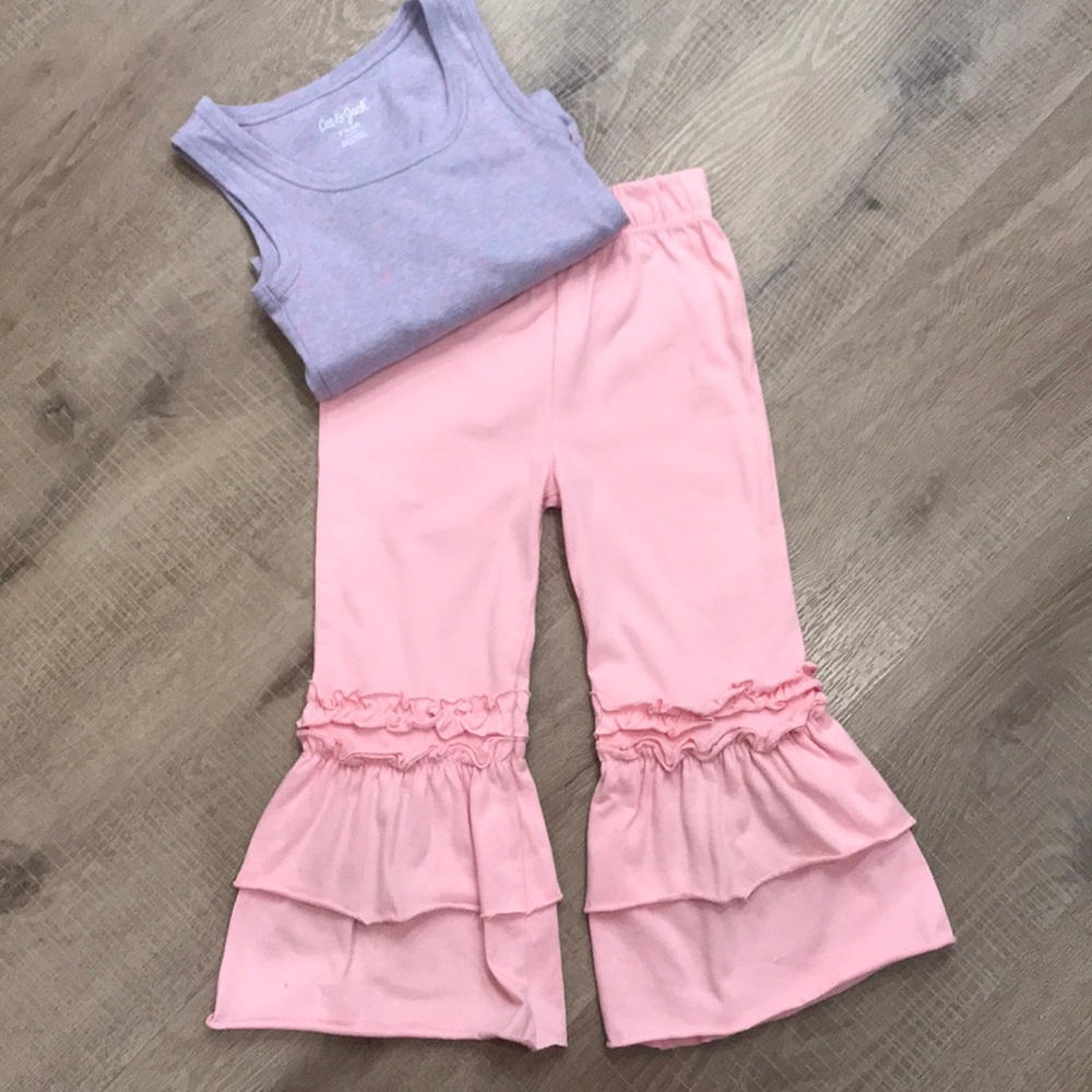 Size 4 Cre8ions Pink Ruffle Pant with Free Top